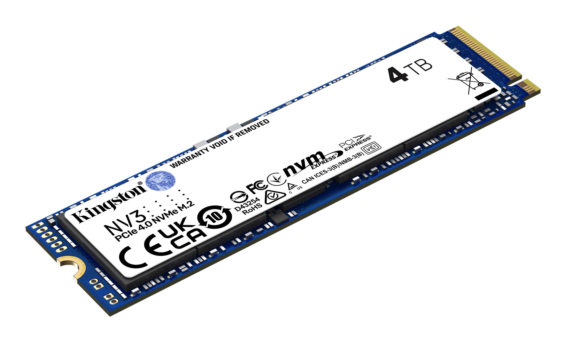 UNIDAD DE ESTADO SOLIDO KINGSTON INTERNO SNV3S NV3 4TB M.2 2280 NVME PCIE GEN 4X4 LECT.6000/ESCRIT.5000 MB/S PC/LAPTOP/MINI PC SNV3S/4000G