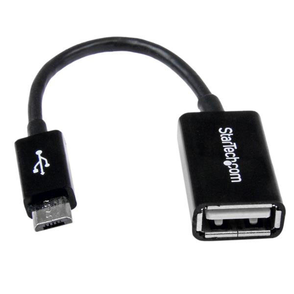 CABLE ADAPTADOR DE 12CM MICRO USB MACHO A USB A HEMBRA OTG PARA TABLETS SMARTPHONES TELFONOS INTELIGENTES - NEGRO - STARTECH.COM MOD. UUSBOTG