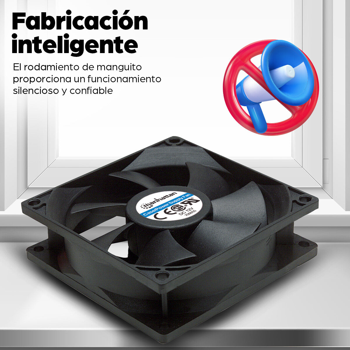 Manhattan 700955 sistema de refrigeración de computadora Gabinete de la computadora Ventilador 8 cm Negro 1 pieza(s)