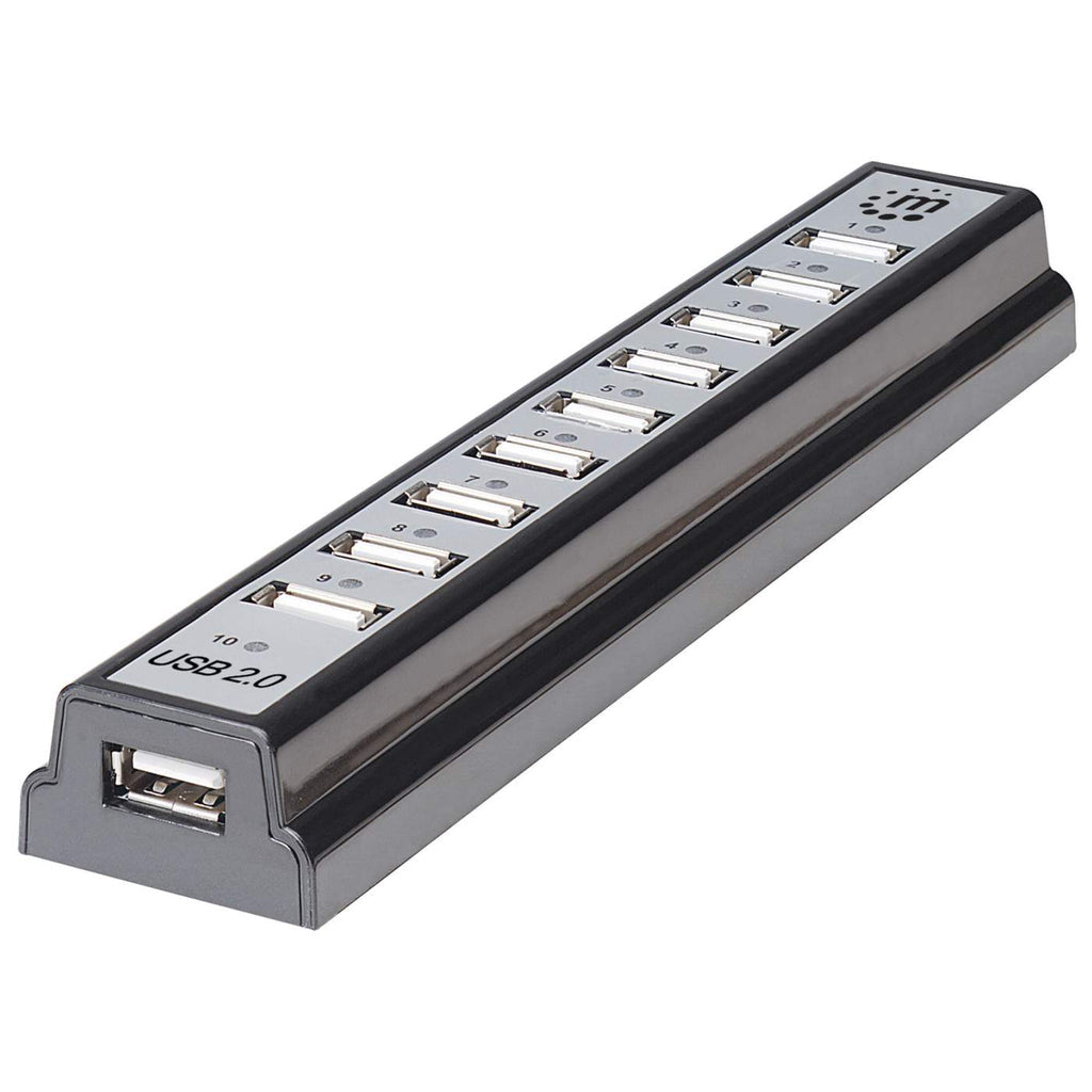 Manhattan 10-Port USB 2.0 High-Speed Hub with Power Adapter