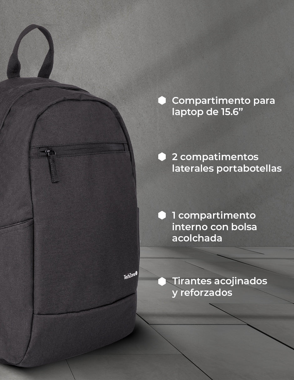 TechZone TZLBP15 mochila City backpack Negro Poliéster