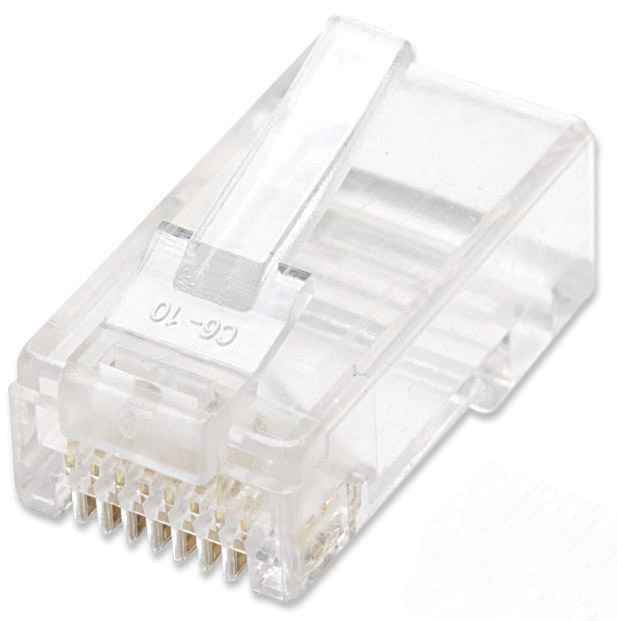 Intellinet RJ45 Cat 5e UTP Solid 15 Micron Plug, Tub/100 Pcs