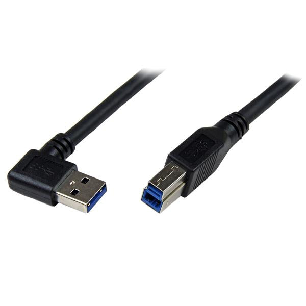 CABLE 1M USB 3.0 (5GBPS) SUPER SPEED USB B MACHO A USB A MACHO ACODADO EN ÁNGULO A LA DERECHA - NEGRO