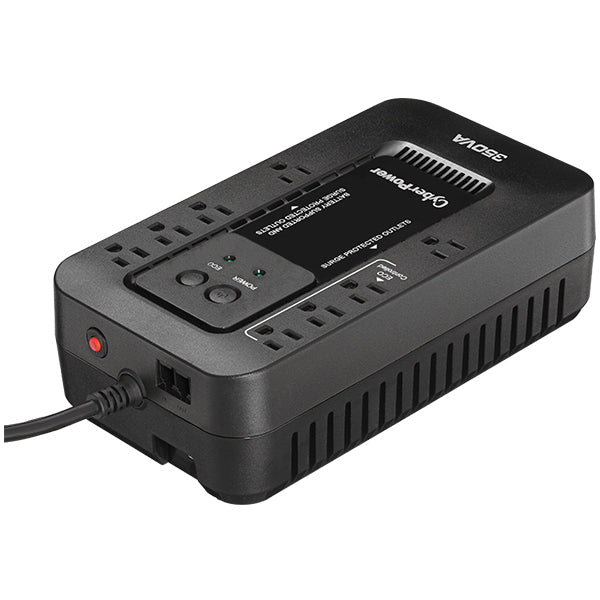 UPS de 350 VA/255 W, Topología Standby con Modo Ahorrador ECO, Entrada 120 Vca NEMA 5-15P, Con 8 Tomas NEMA 5-15R