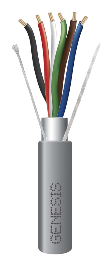 Bobina de 305 Metros (1000 Pies) de Cable  6 x 22 AWG / Blindado / Plenum de Color Gris / Aplicaciones de Audio, Seguridad y Control