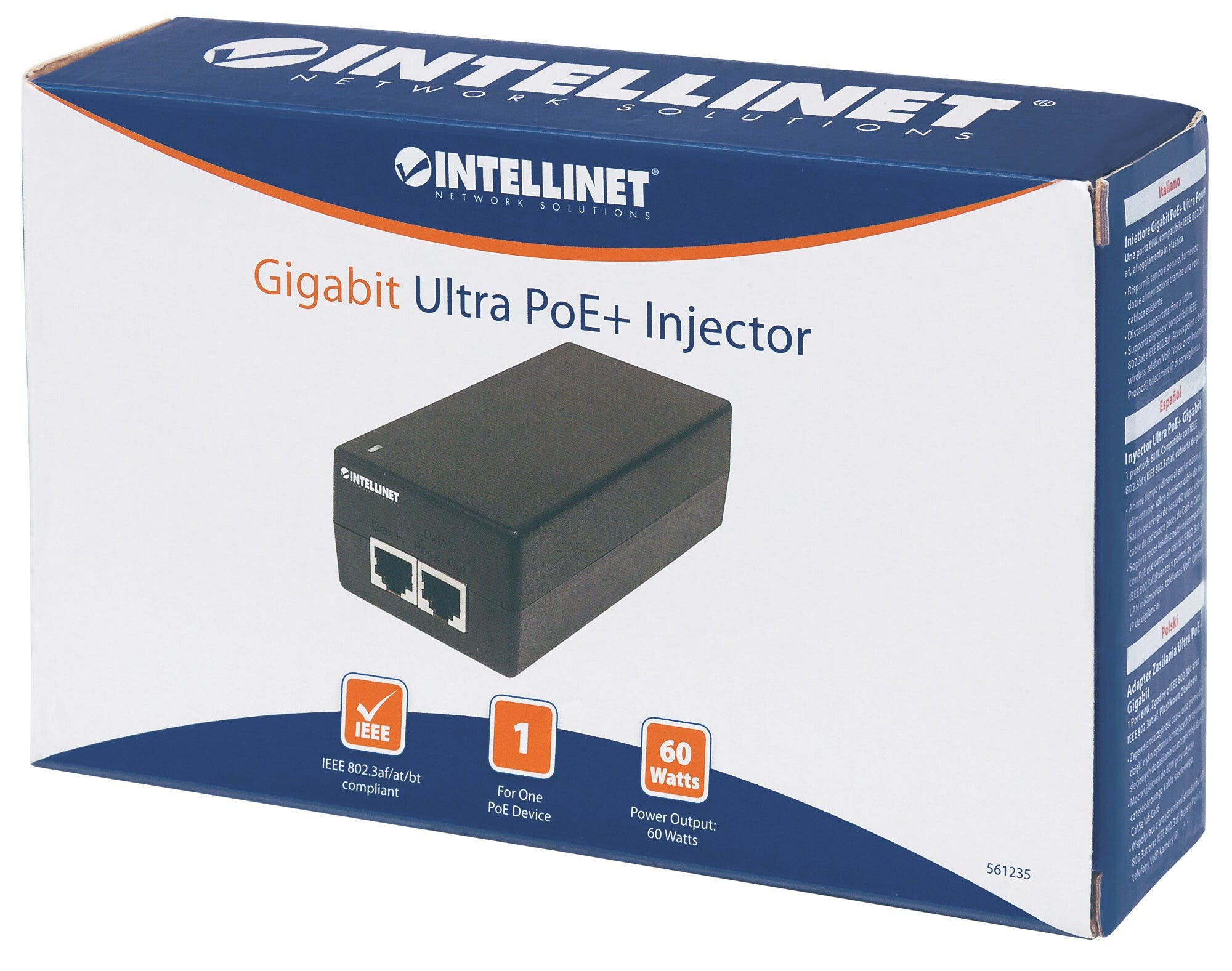 Intellinet 561235 adaptador PoE Gigabit Ethernet 48 V