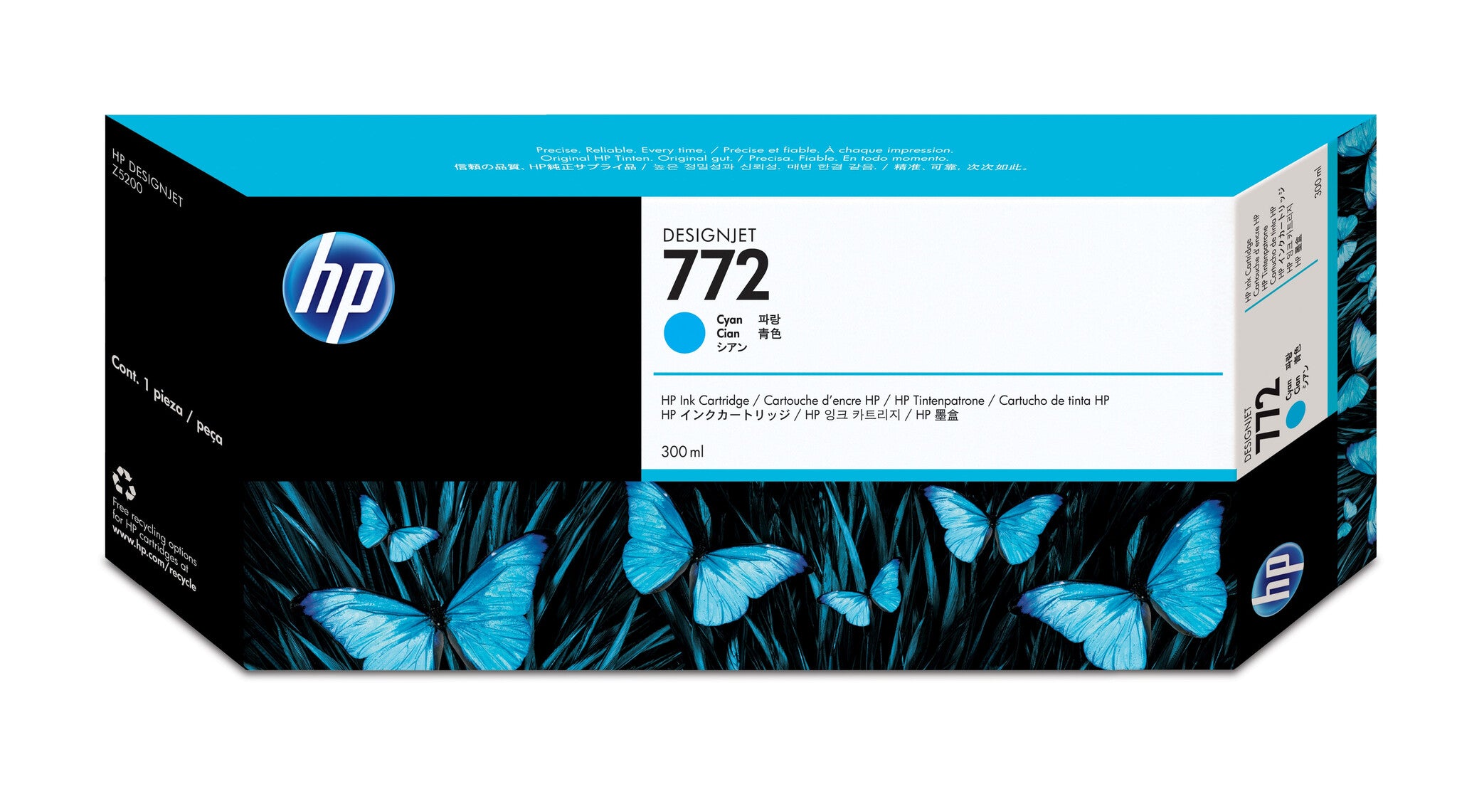 HP Cartucho de tinta 772 DesignJet cian de 300 ml