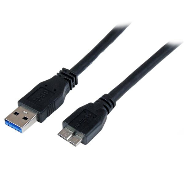 CABLE CERTIFICADO 1M USB 3.0 SUPER SPEED SS MICRO USB B MACHO A USB A MACHO ADAPTADOR - NEGRO - STARTECH.COM MOD. USB3CAUB1M