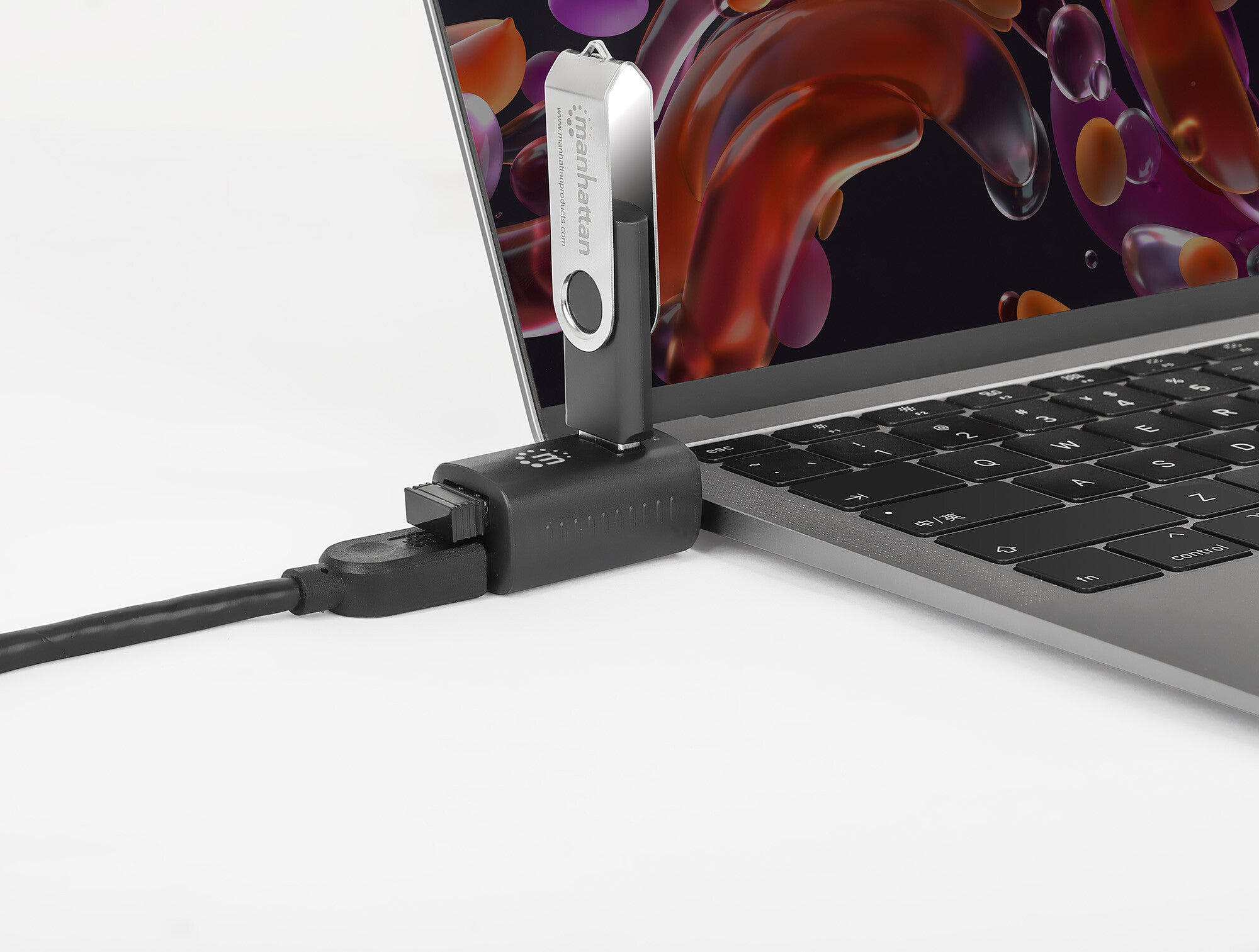 Manhattan 180993 base para laptop o replicador de puertos USB 3.2 Gen 1 (3.1 Gen 1) Type-C Negro