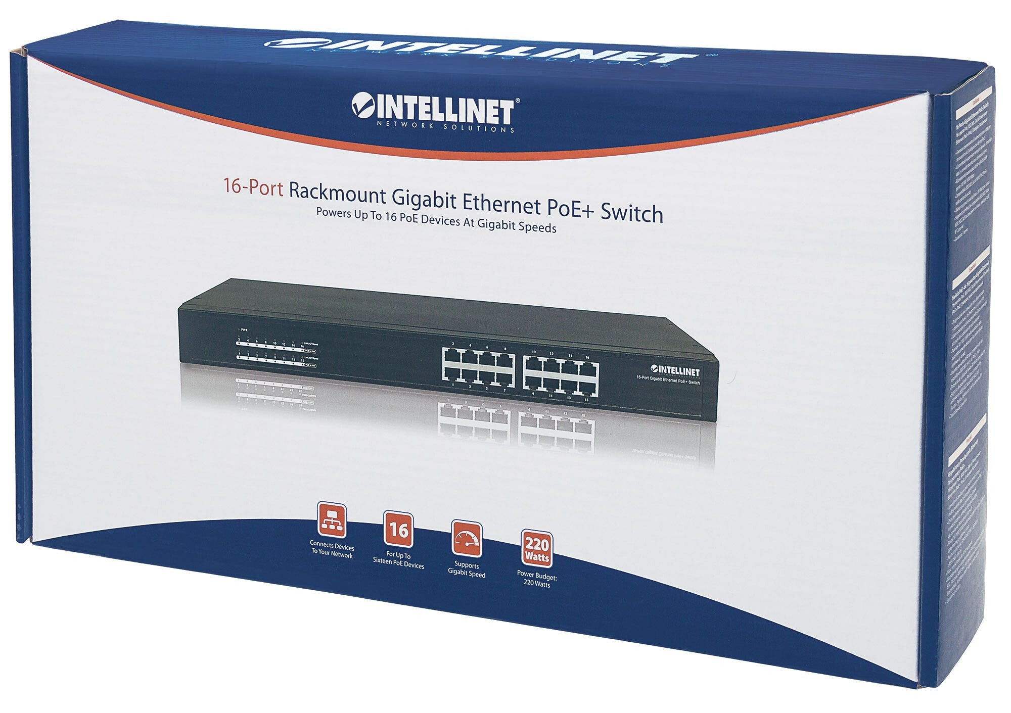 Intellinet 560993 dispositivo de redes No administrado L2 Gigabit Ethernet (10/100/1000) Energía sobre Ethernet (PoE) 1U Negro