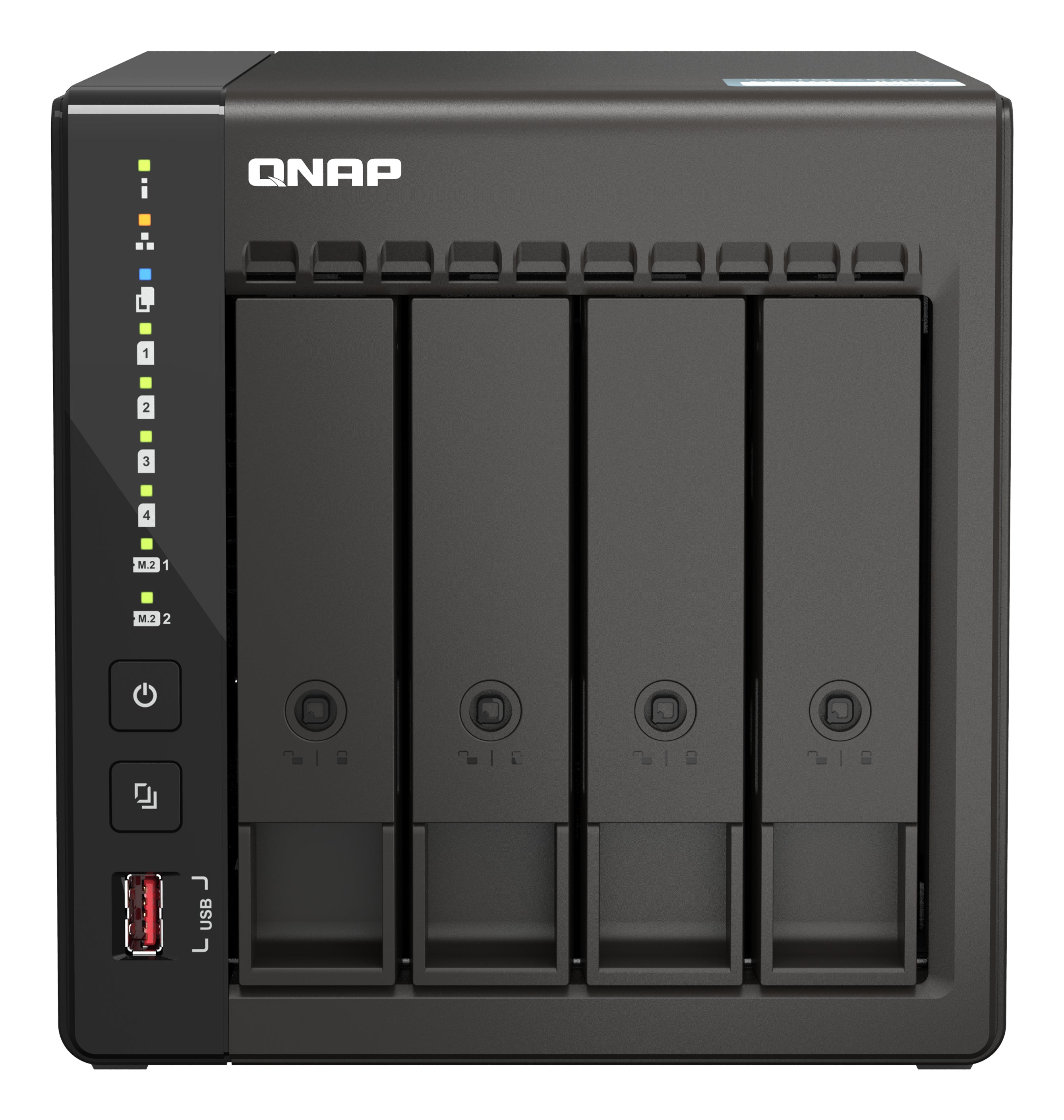 NAS QNAP TS-453E-8G / 4 BAHIAS / TORRE / INTEL CELERON 4NUCLEOS 2.6GHZ / 8GB RAM DDR4 / LAN 2,5GBE2 / HDMI2 / USB 3.22 / USB 2.02 / SOPORTA M.2 22802 / HOT SWAP / NO INCLUYE DISCOS