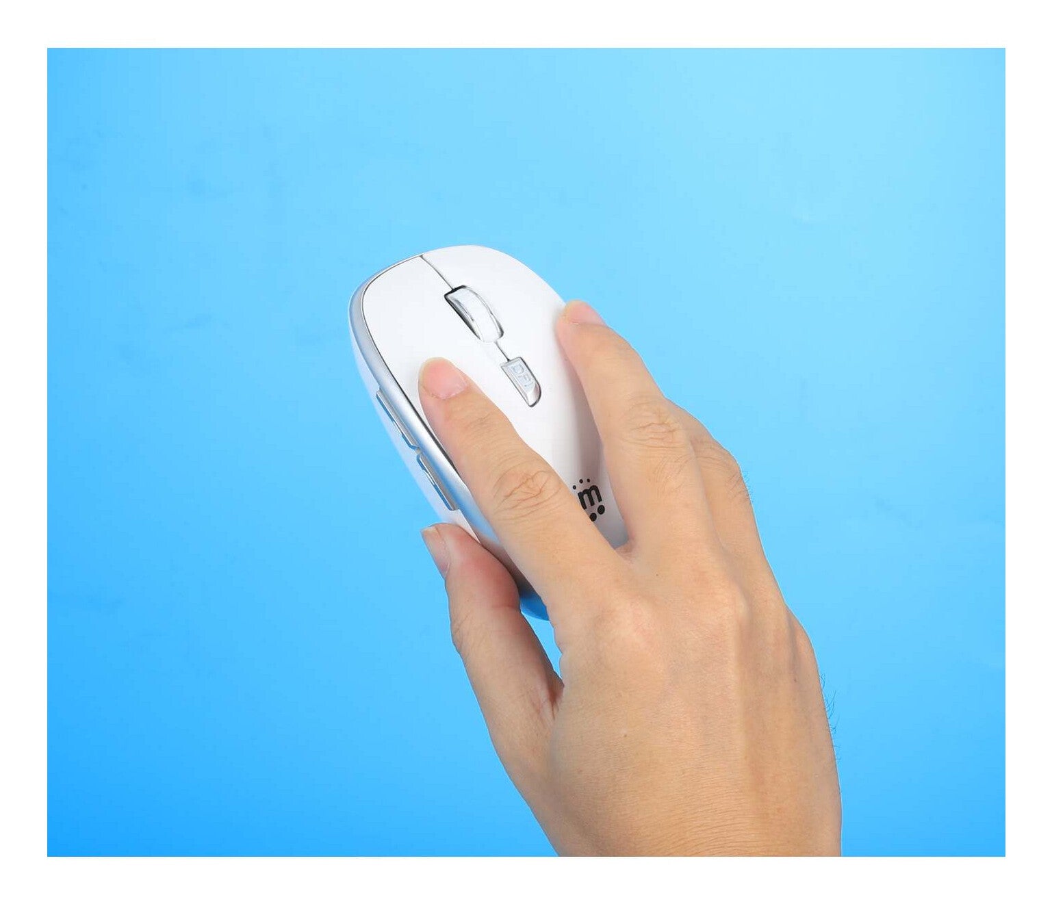 Manhattan Nanorreceptor USB-A, seis botones con rueda de desplazamiento, 800/1200/1600 ppp, contorno agradable para la muñeca, blanco