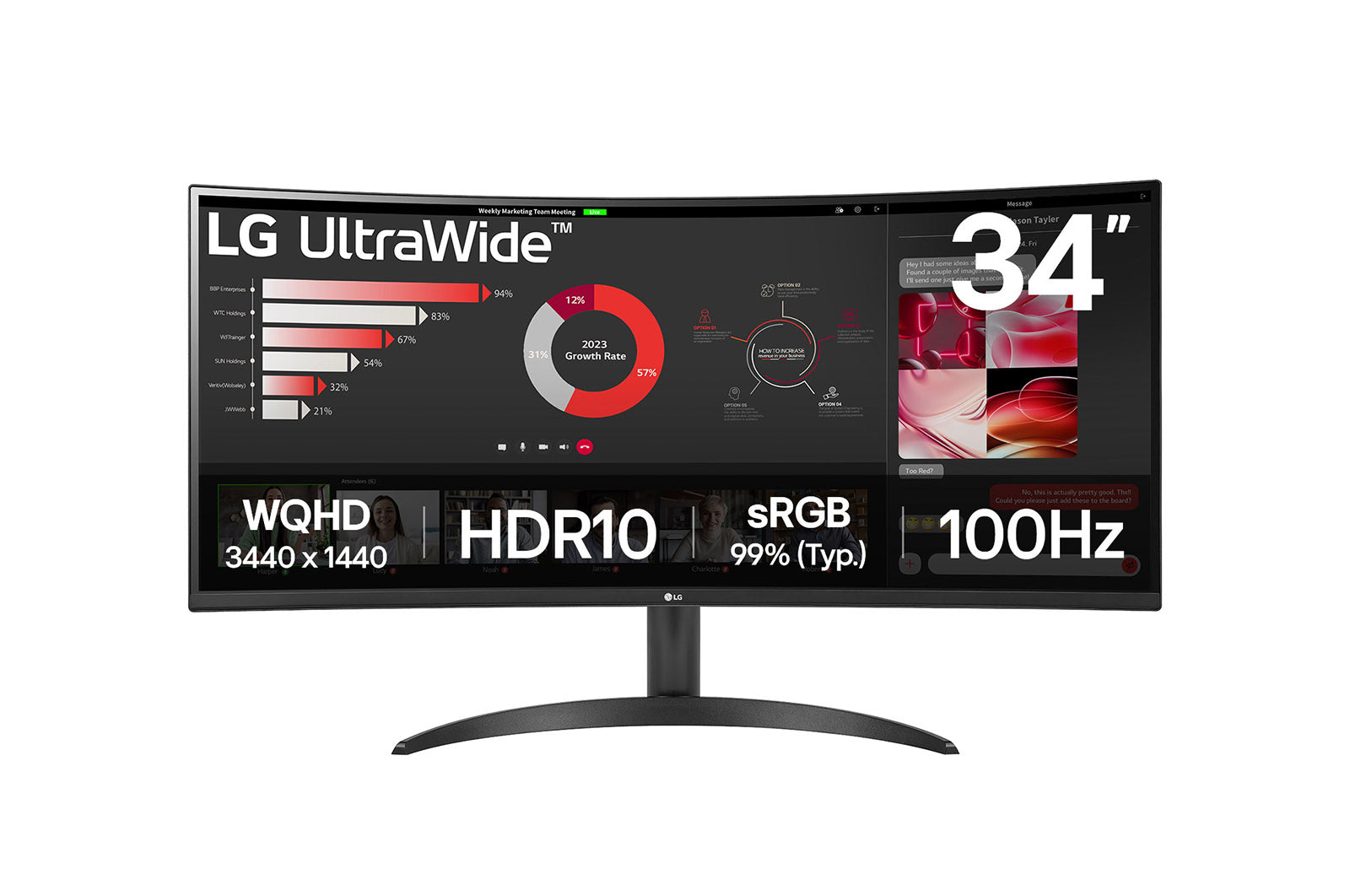 LG 34-inch Curved UltraWide QHD VA 3440x1440 100Hz HDMI DP Monitor 1-year warranty