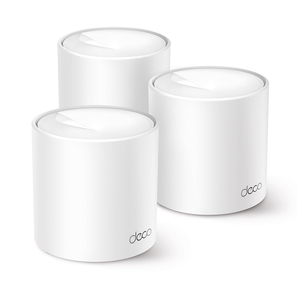 Kit 3 Routers Inalámbricos MESH Interior para Hogar / Doble Banda Wi-Fi 6 AX1500 Mbps / 2 Puerto Gigabit WAN/LAN / 2 Antenas Internas / Administración Mediante la App Deco (iOS, Android) / Protección HomeShield