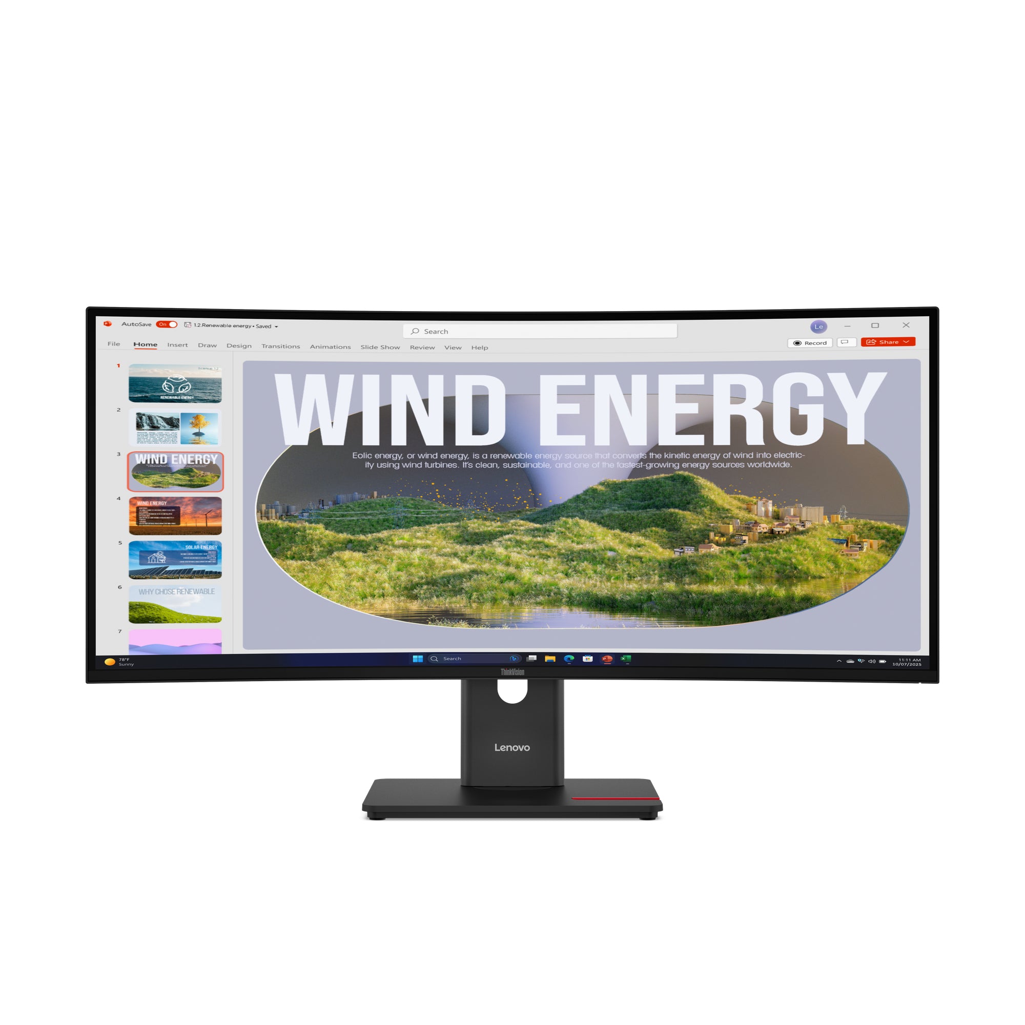 Monitor Lenovo ThinkVision T34WD-40 34" WQHD Curvo 1500R con USB-C 100W y Hub USB