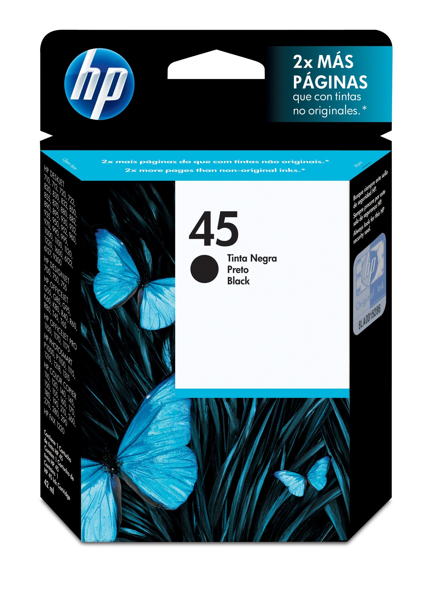 HP Cartucho original de tinta negra 45