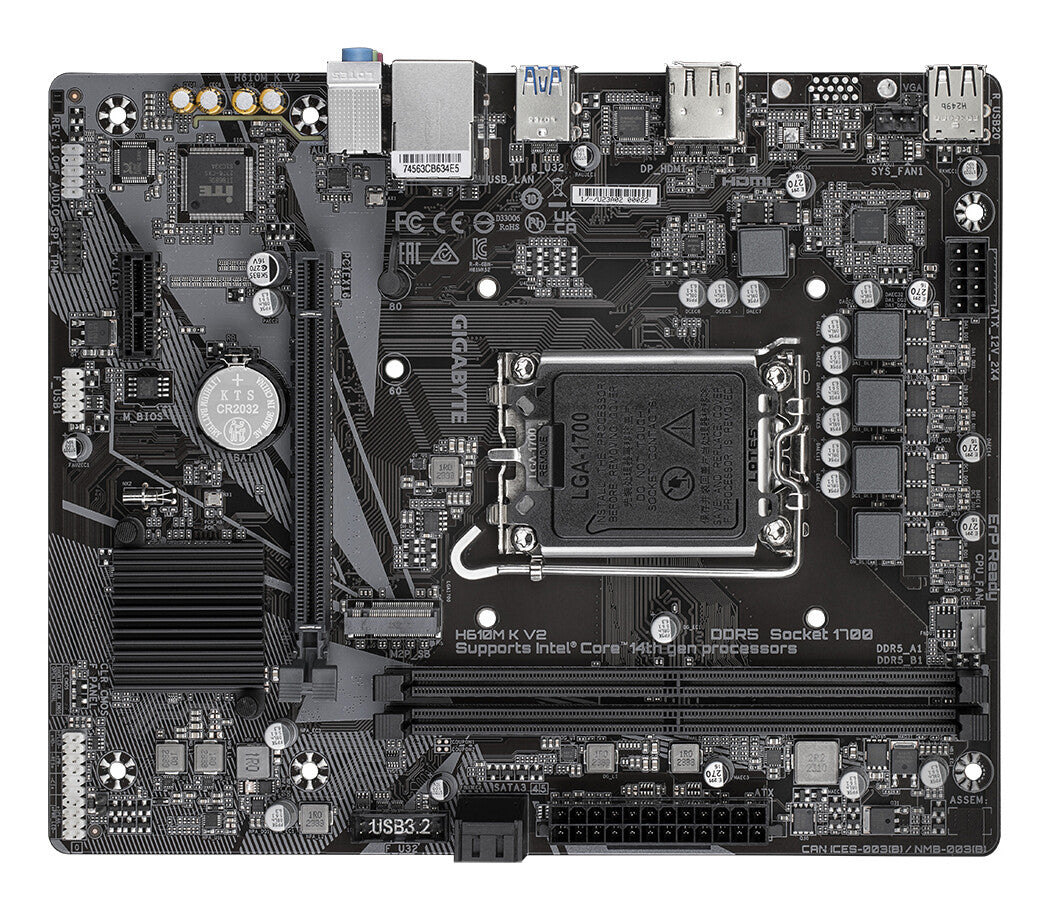 GIGABYTE H610M K V2 placa base Intel H610 LGA 1700 Micro ATX