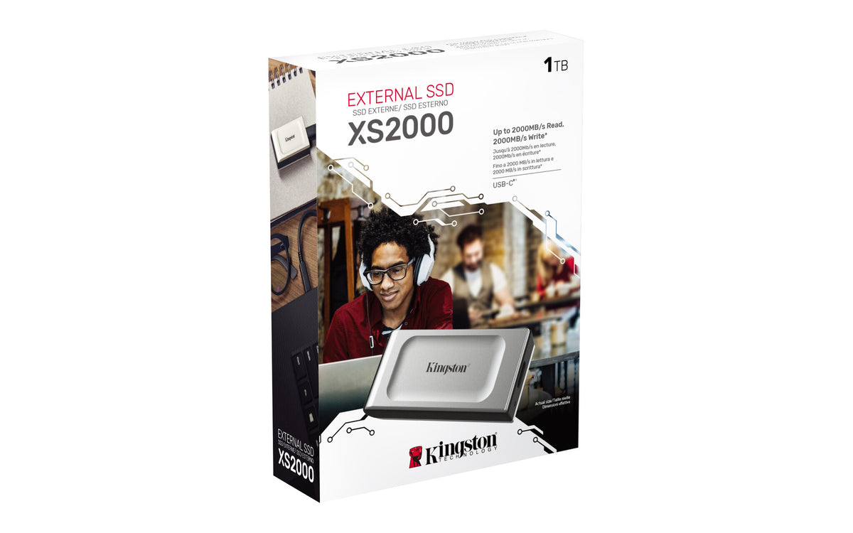Kingston Technology XS2000 1 TB USB Tipo C 3.2 Gen 2 (3.1 Gen 2) Negro, Plata