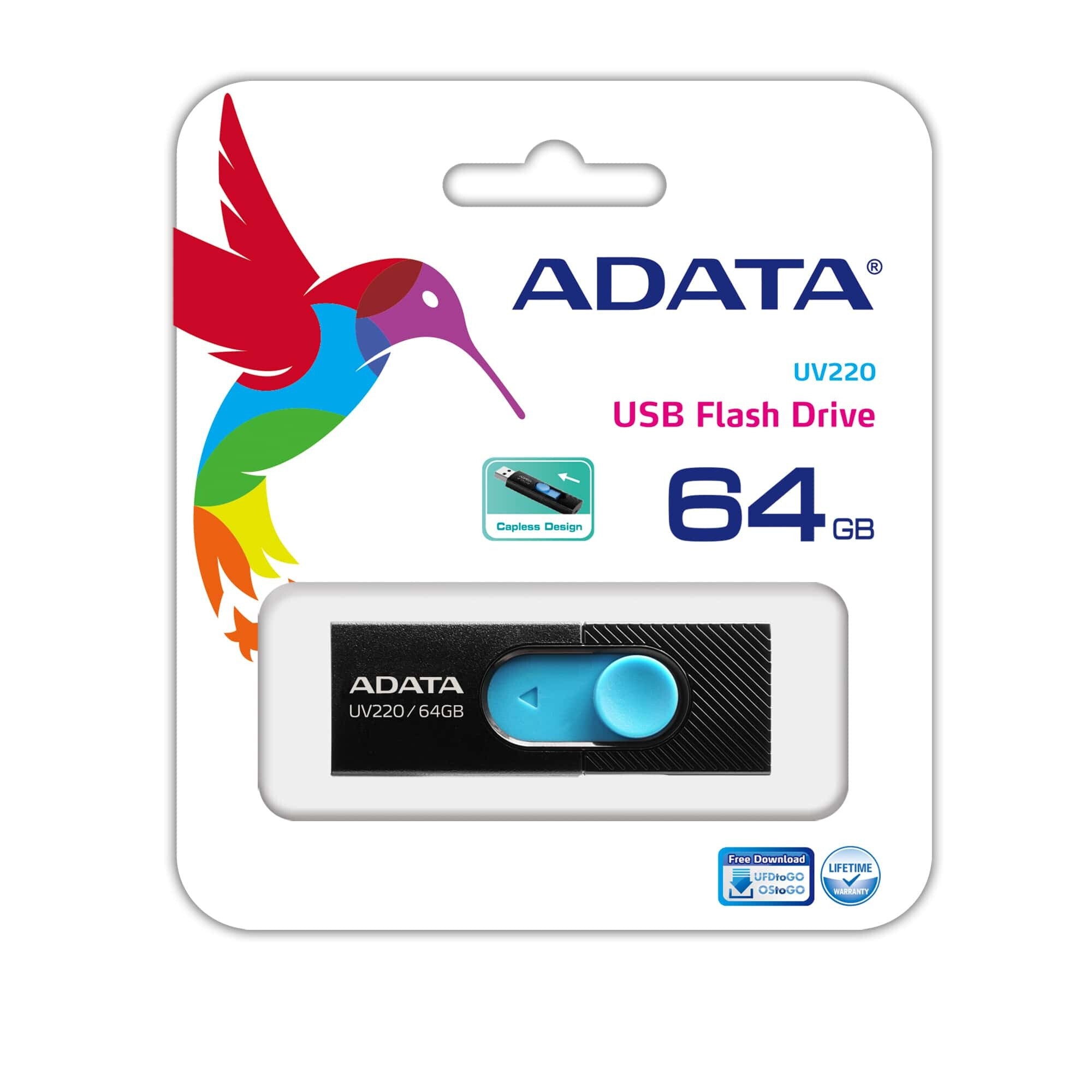 ADATA UV220 unidad flash USB 64 GB USB tipo A 2.0 Negro, Azul