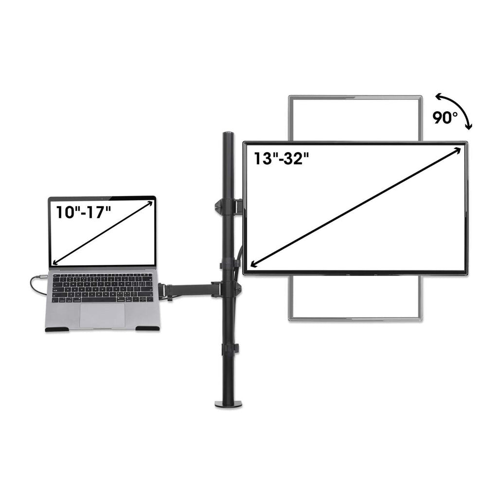 Manhattan Soporte para escritorio combinado con brazo para monitor y soporte para laptop