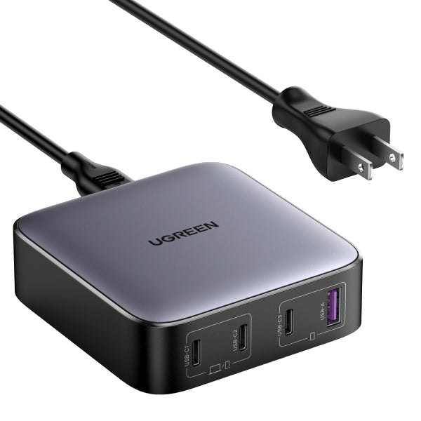 Cargador de Escritorio de 100W | 4 Puertos de Carga Rápida | 3 USB-C | 1 USB-A | Tecnología GaN II +SIC | Power Delivery 3.0 | Quick Charge 4.0 | Chip Confiable y Carga Inteligente | Optimiza la Experiencia de Carga