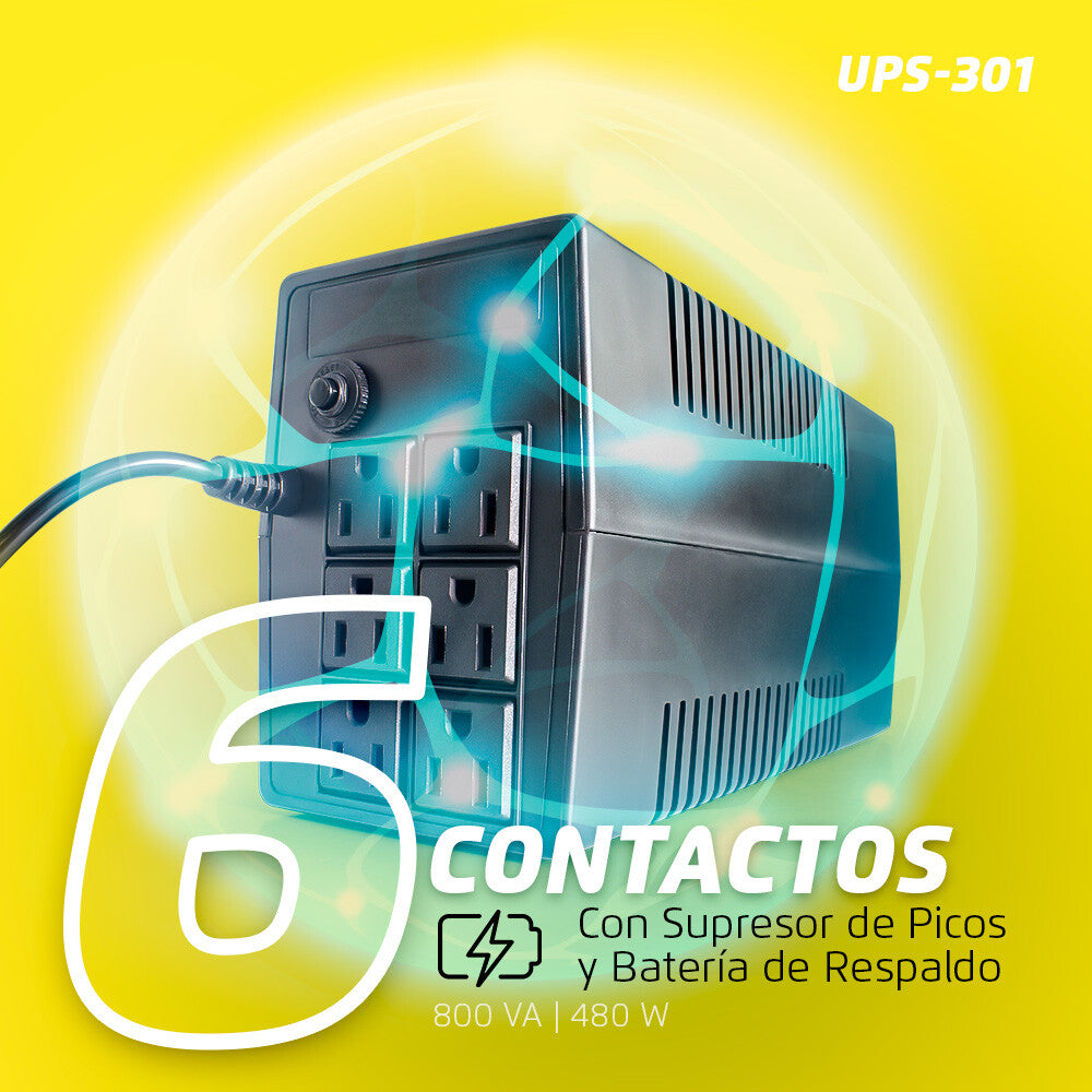 Vorago Nobreak UPS-301 sistema de alimentación ininterrumpida (UPS) En espera (Fuera de línea) 0.8 kVA 480 W