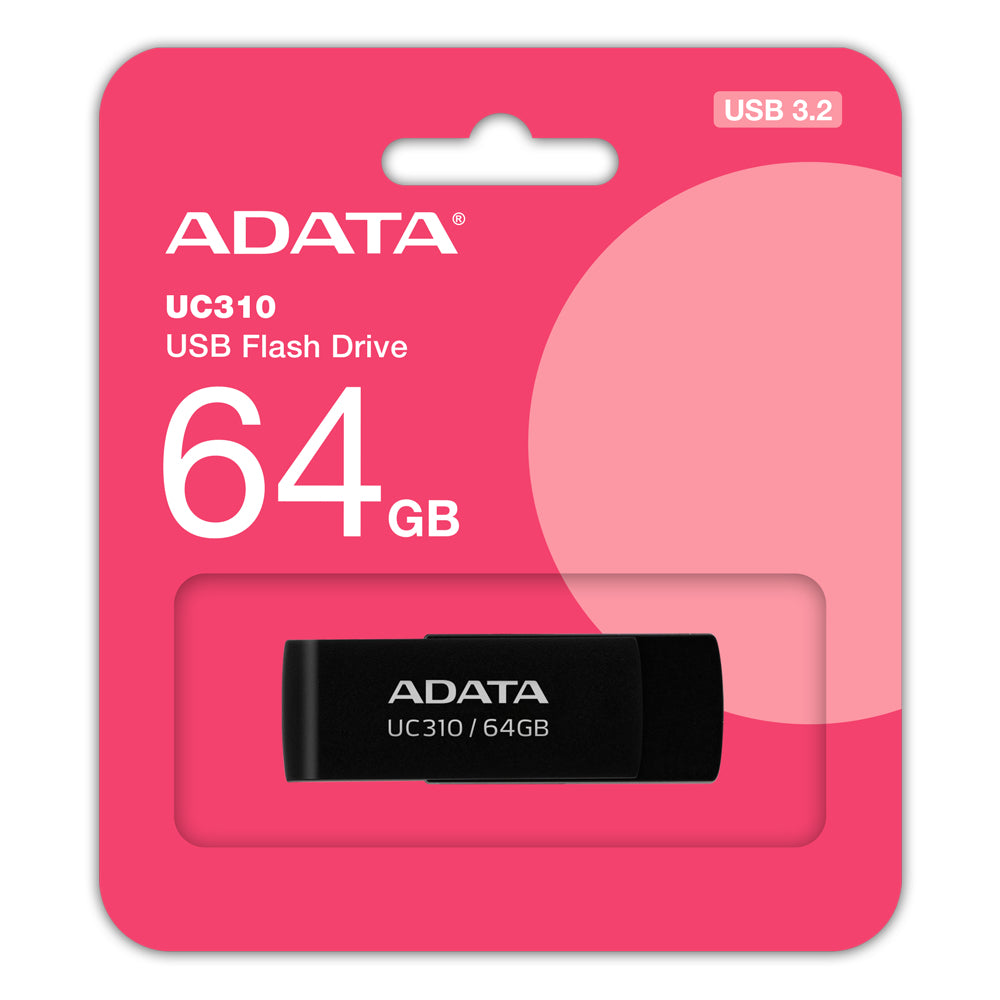 MEMORIA ADATA 64GB USB 3.2 UC310 NEGRO (UC310-64G-RBK)
