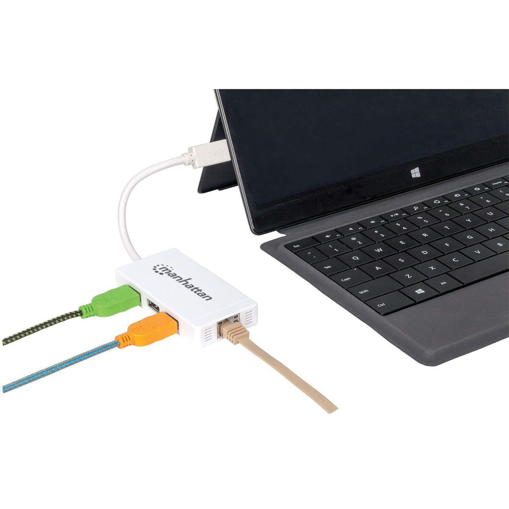 Manhattan Hub de 3 puertos USB 3.0 con Adaptador Gigabit Ethernet