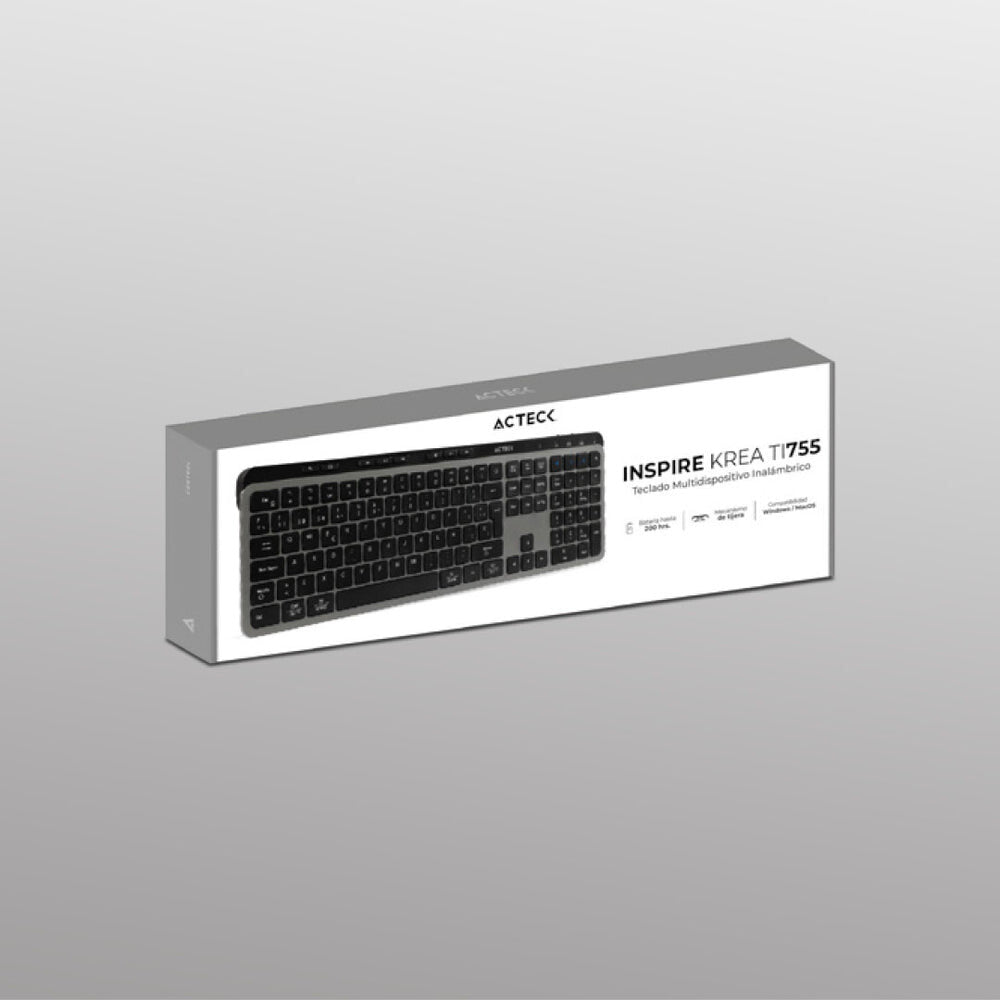Acteck Inspire Krea TI755 teclado Hogar / Oficina RF inalámbrico + bluetooth QWERTY Español Negro, Gris