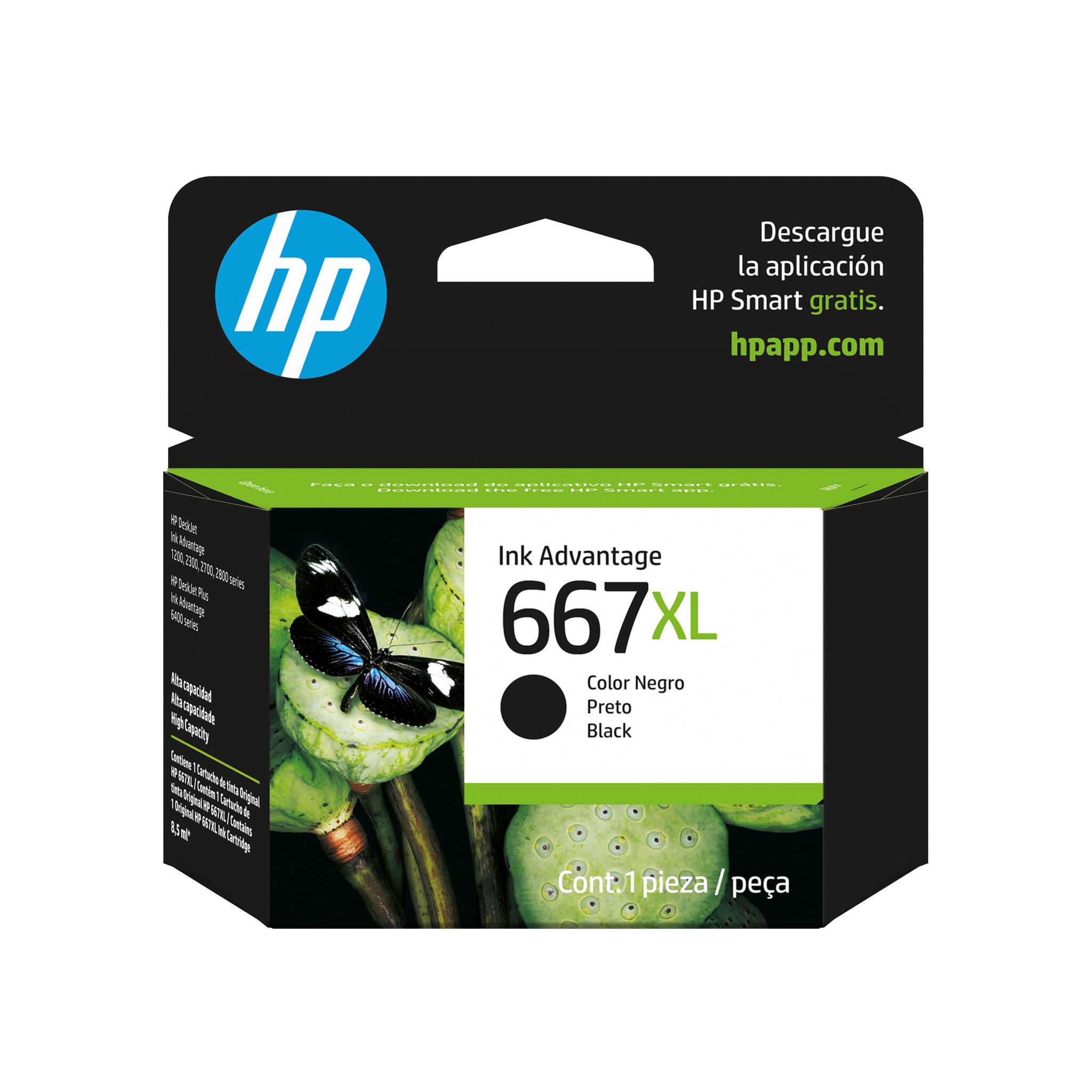 HP Cartucho de tinta de alto rendimiento Original Advantage 667XL, negro