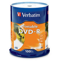 DVD-R VERBATIM 4.7GB 16X White Printable SPINDLE W/100