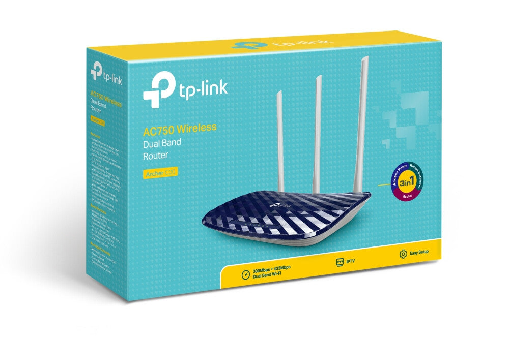 TP-Link AC750 router inalámbrico Ethernet rápido Doble banda (2,4 GHz / 5 GHz) Negro, Blanco