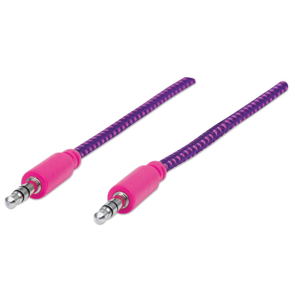 Manhattan 3.5mm Stereo Audio Cable with Textile Covering 1m Pink-Purple