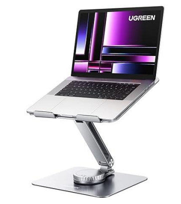 Soporte Giratorio de Aluminio para Laptop | Giratorio 360° | Función de Bloqueo | Soporta Laptops de 10 a 17.3''| Capacidad de Carga 5Kg | Excelente Estabilidad | Diseño Ergonómico | Altura y Angulo Ajustable | Plegable y Port&amp