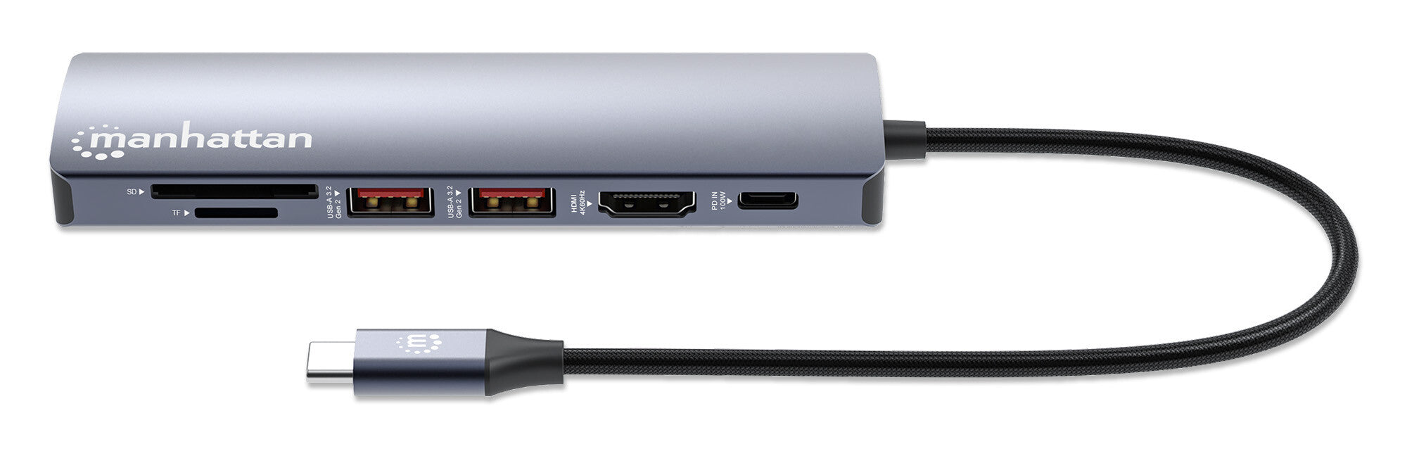 Manhattan Estación Docking USB-C con lector de tarjetas, 7 en 1