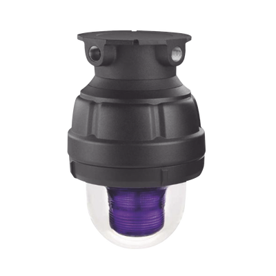 Luz estroboscópica a prueba de explosiones UL y cUL para Clase I, División 1, Grupo C y D; Clase I, División 2, Grupos A y B; Clase II, División 1, Grupos E, F y G; Clase III , 24 Vcd, color Magenta, montaje no incluido