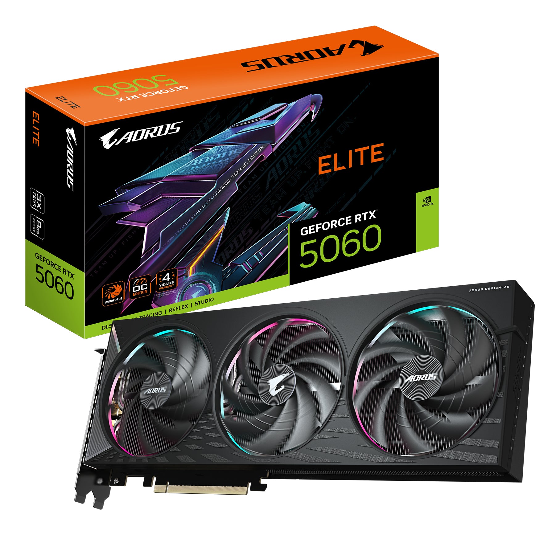 TARJETA DE VIDEO GIGABYTE GV-N5060AORUS E-8GD / RTX 5060 / GDDR7 8GB / DP 2.1 / HDMI 2.1 / GAMA MEDIA