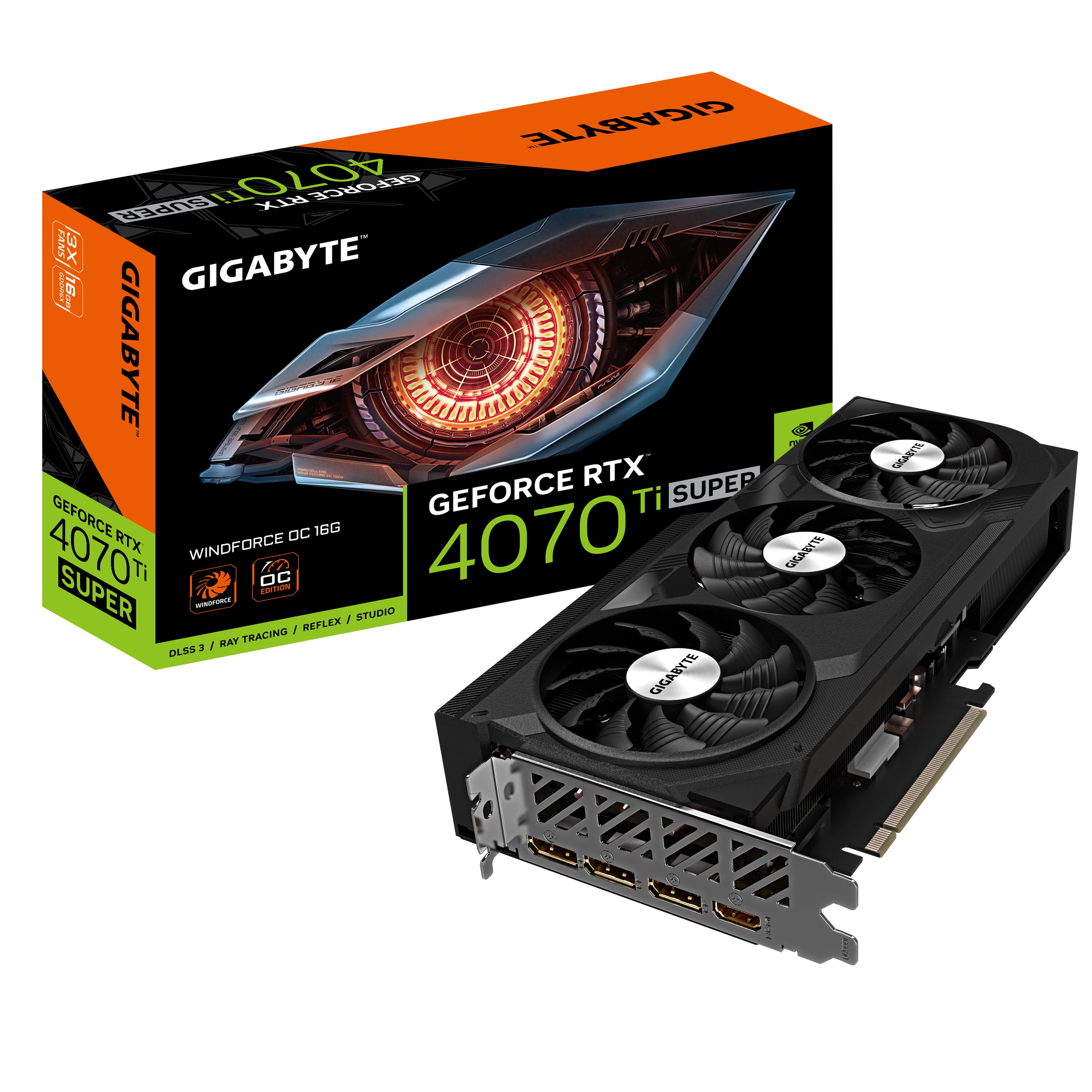 TARJETA DE VIDEO GIGABYTE NVIDIA RTX 4070 TI SUPER / 16GB / GDDR6X / PCI-E 4.0 / HDMI 2.1 / DP X3 / ALTA GAMA GAMER