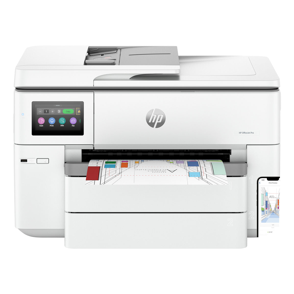 HP OfficeJet Pro 9730 Conexiones inalámbricas All-in-One Color Impresora, Impresión a doble cara; Copiadora, escáner