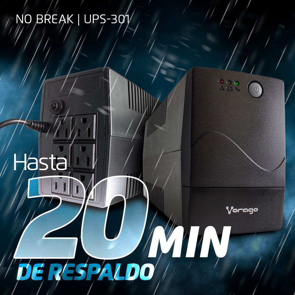 Vorago Nobreak UPS-301 sistema de alimentación ininterrumpida (UPS) En espera (Fuera de línea) 0.8 kVA 480 W