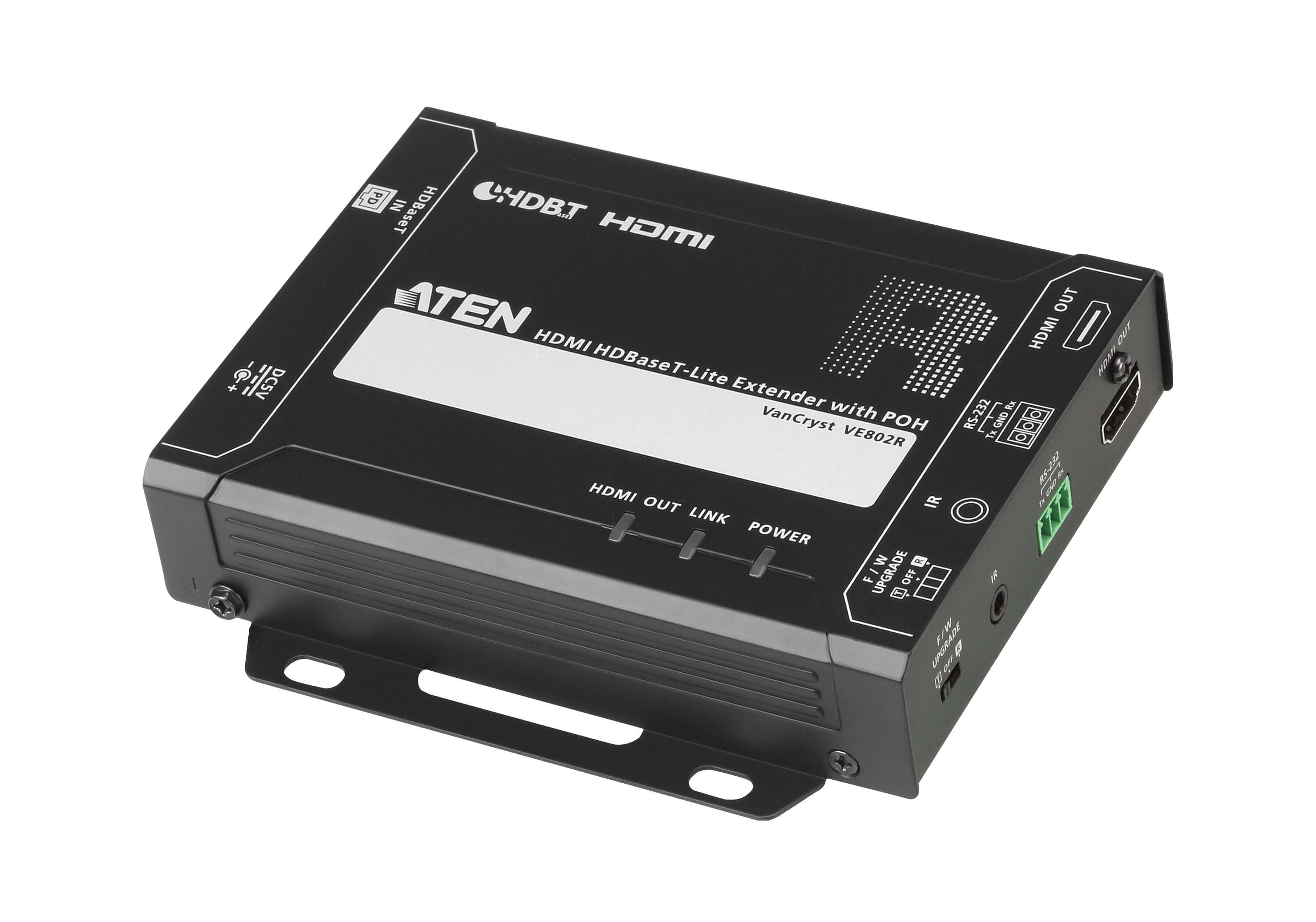 Receptor HDMI HDBaseT-Lite con PoH | 4K a 35 m (Cat 5e/6) / 40 m (Cat 6a/ATEN 2L-2910 Cat6); 1080p a 60 m (Cat 5e/6) / 70 m (Cat 6a/ATEN 2L-2910 Cat6) | HDBaseT Clase B | PoH PD |