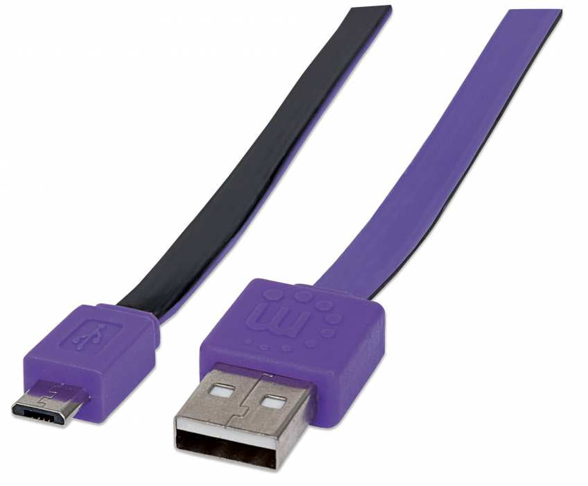 Manhattan High-Speed Flat Micro-B USB Cable 1m Black-Purple