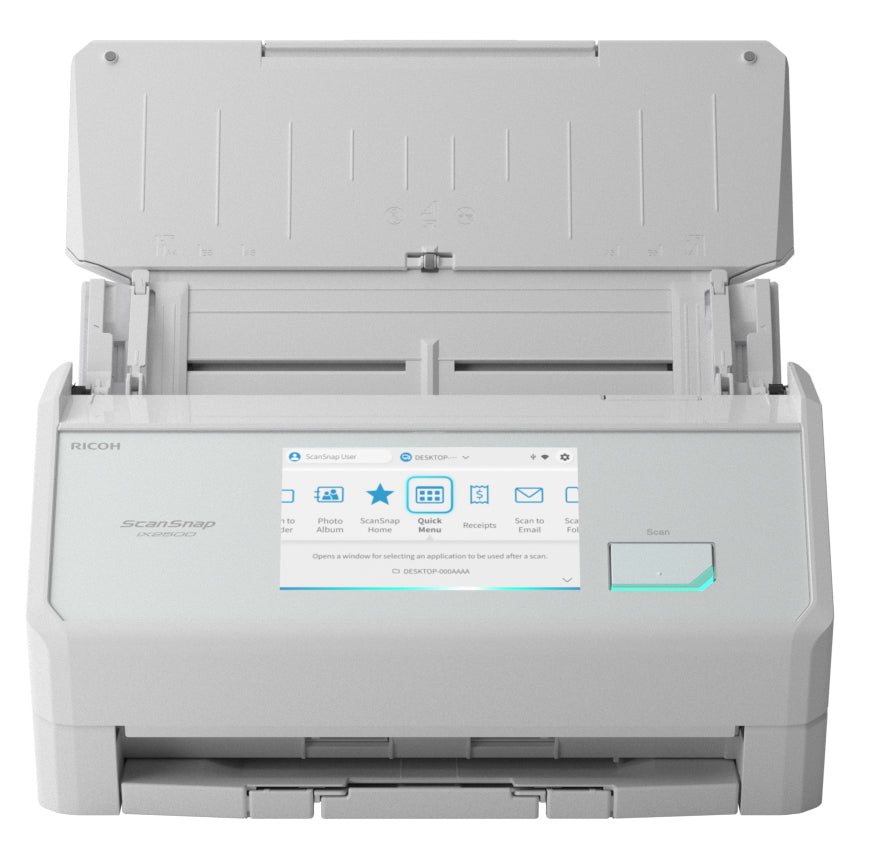 ESCANER RICOH IX2500, 45 PPM/ 90 IPM, CAPACIDAD DEL ADF 100 HOJAS, 600 DPI, CICLO RECOMEDADO 7,000 HOJAS, ADF, USB, WIFI, CIS