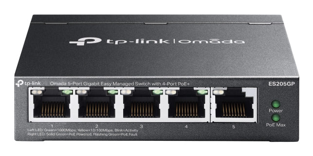 SWITCH | TP-LINK | ES205GP | 5 PUERTOS GIGABIT ETHERNET 10/100/1000 4 X POE ACTIVO 65W | 10 GBIT/S | 8000 ENTRADAS