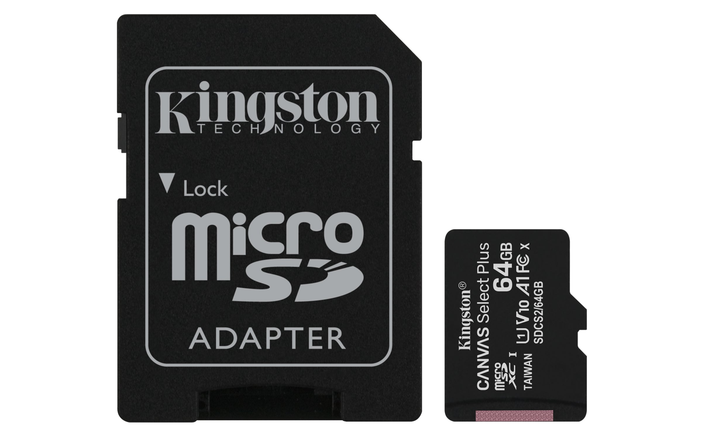 Kingston Canvas Select Plus 64GB UHS-I Class 10 Micro SD Memory Card W/Adapter