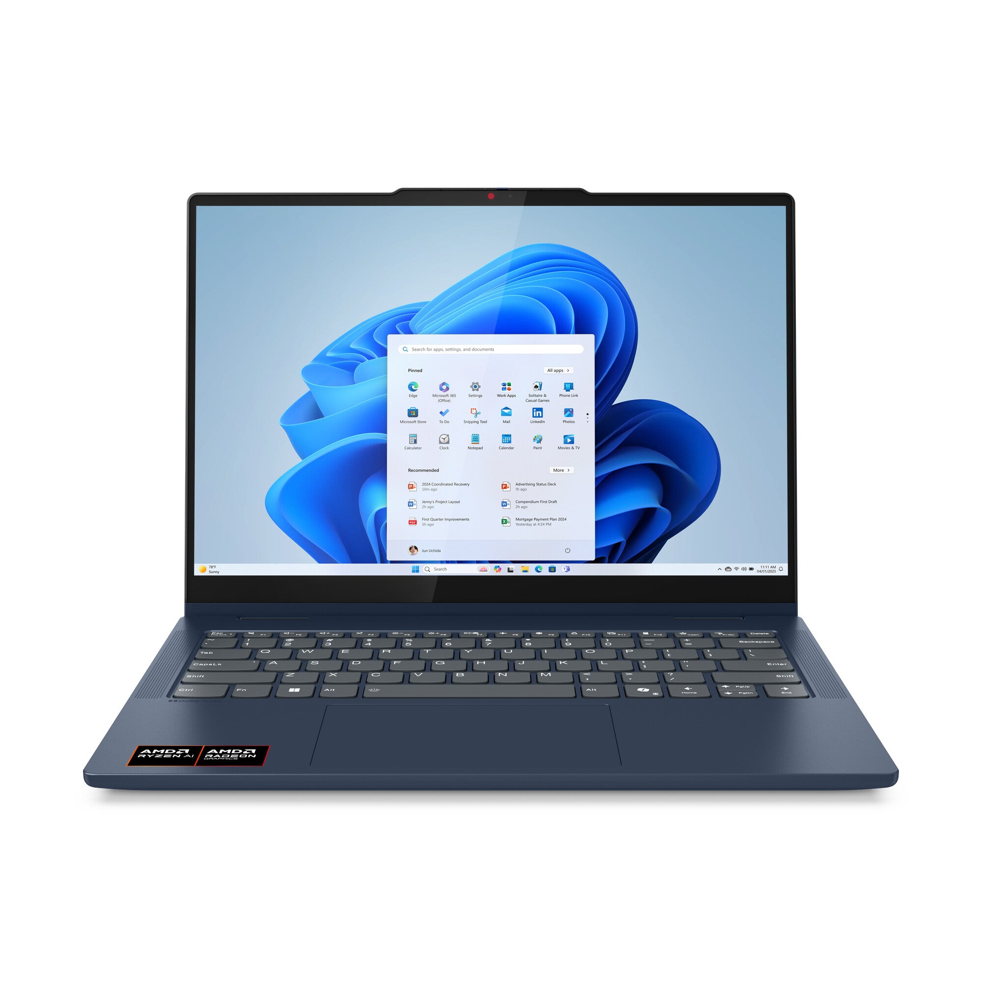 Lenovo IdeaPad 5 2-in-1 14AKP10 Copilot+ PC AMD Ryzen AI 7 350 Híbrido (2-en-1) 35.6 cm (14") Pantalla táctil WUXGA 16 GB 512 GB SSD Wi-Fi 7 (802.11be) Windows 11 Home Español Azul