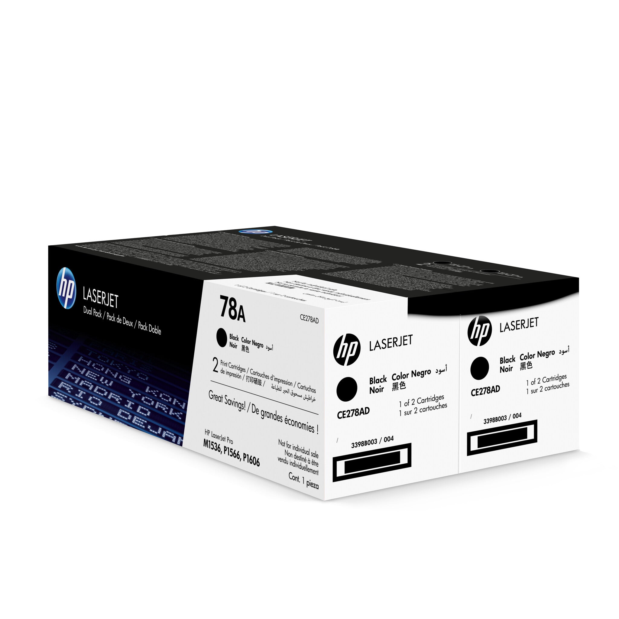 HP Paquete de 2 cartuchos originales de tóner negro 78A LaserJet