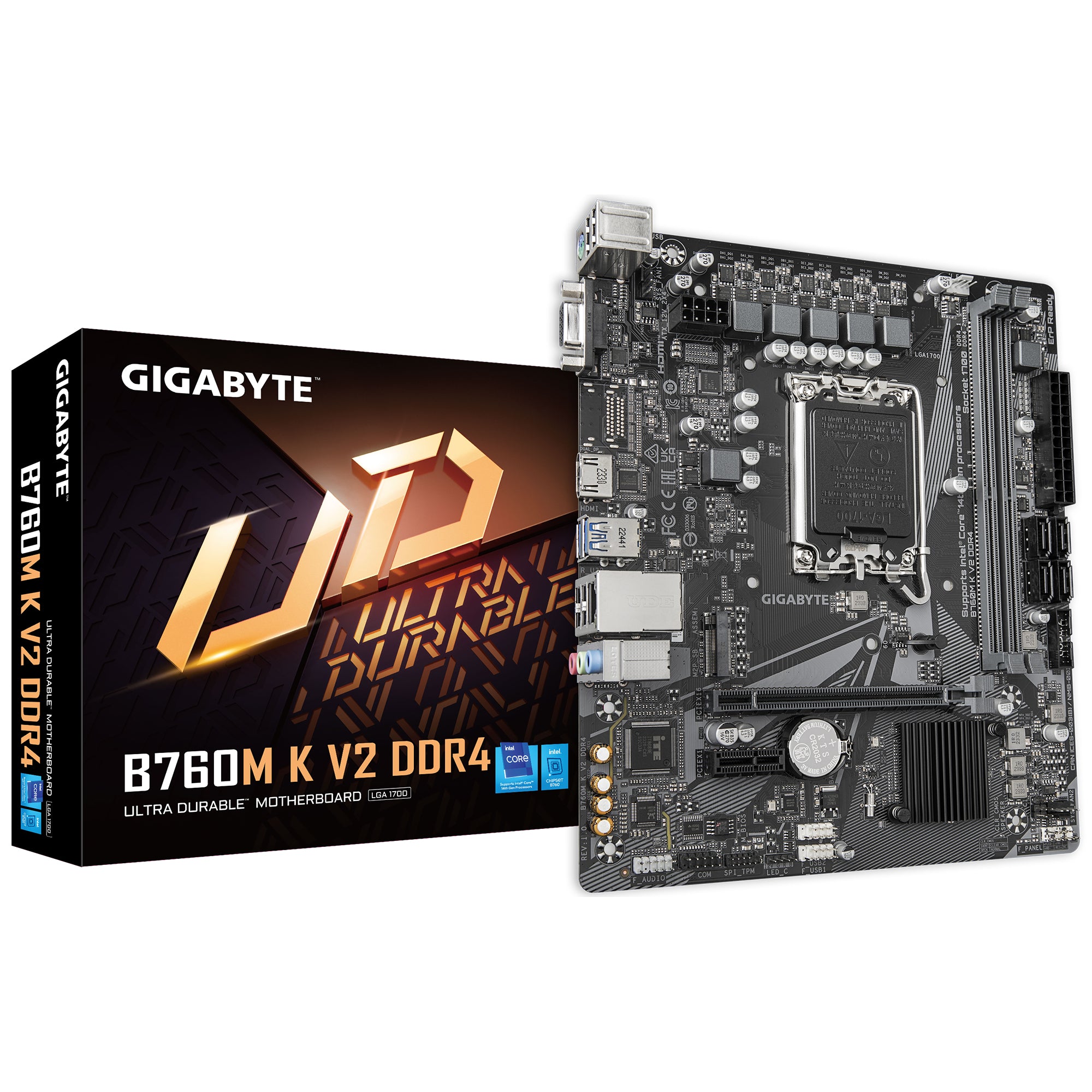Gigabyte B760M K V2 Motherboard 2xDDR4 64GB 3200Mhz HDMI VGA M.2 PCIe 4.0 S 1700 12th 13th 14th Gen mATX