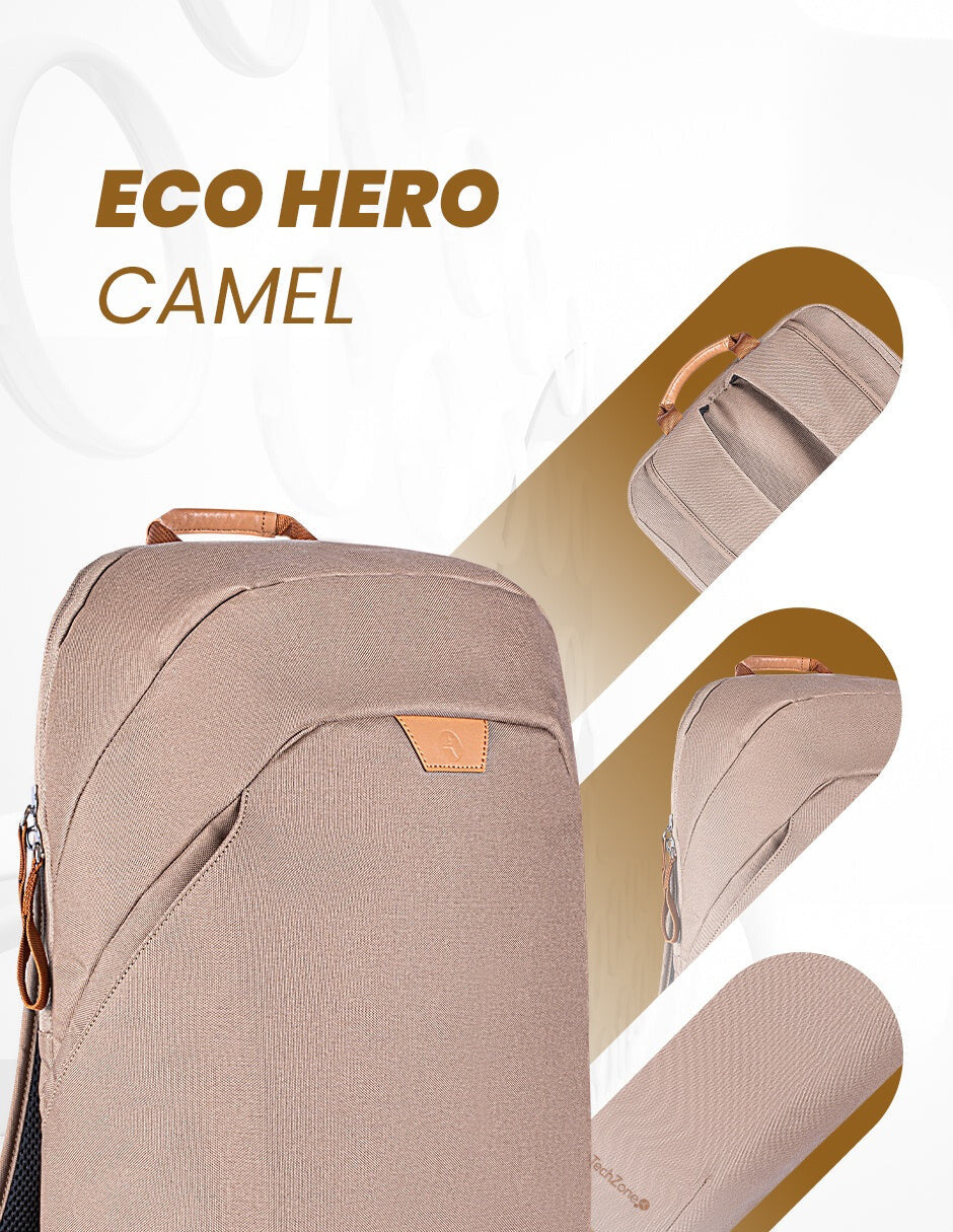 TechZone TZLBP56W-C mochila Color camel Tereftalato de polietileno reciclado (rPET)