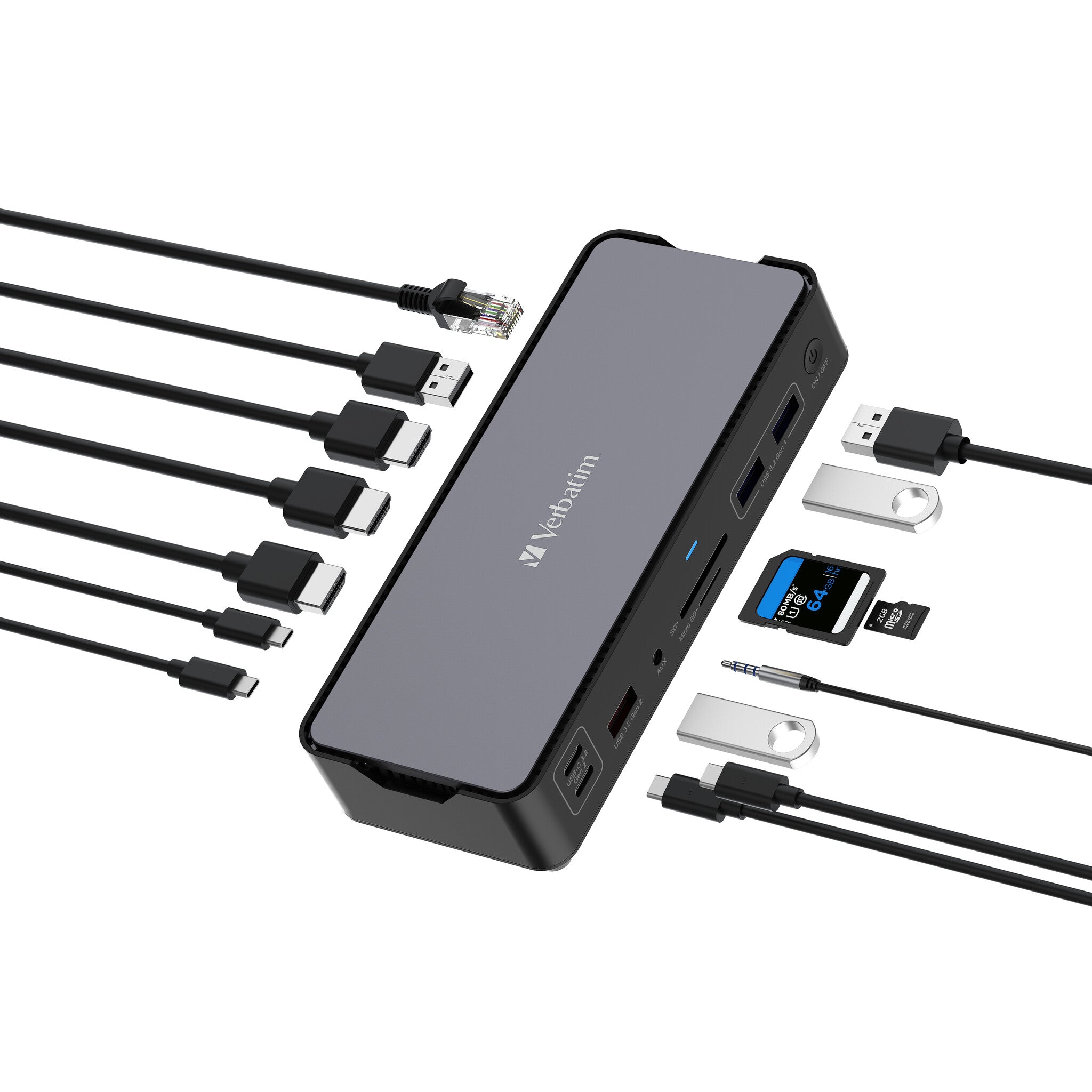 Verbatim CDS-15 Alámbrico USB 3.2 Gen 1 (3.1 Gen 1) Type-C Negro, Gris